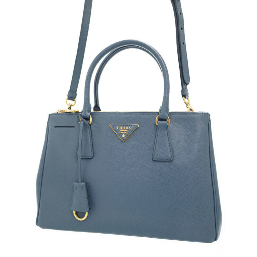 Prada Saffiano Lux Galleria Double Zip Tote Blue